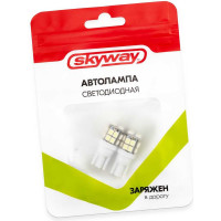 Автолампа SKYWAY диод T10 (W5W) 12V 20 SMD диодов 1-конт белая, в комплекте 2 шт S08201110