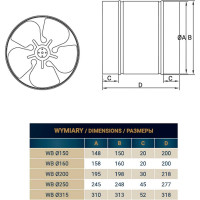 Вентилятор осевой канальный DOSPEL WB 200 007-0118
