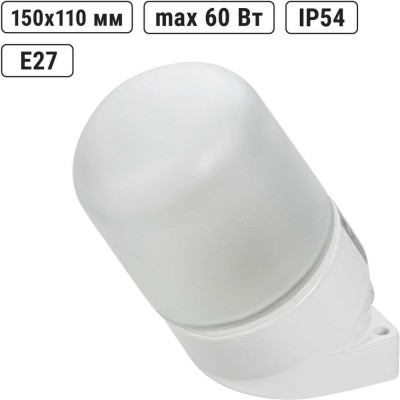 Настенный светильник для сауны TDM ELECTRIC НПБ400-1, IP54, 60 Вт, белый, наклонный SQ0303-0049