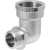 Уголок сантехнический с ограничителем MPF 3/4" на 1/2" латунный никелированный внутренняя-наружная резьба ИС.072633