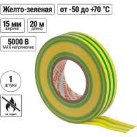 Изолента ПВХ TDM ELECTRIC 0,13x15 мм, желто-зеленая 20 м SQ0526-0017