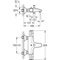 Термостат для ванны GROHE Grohtherm 800 1/2", регулируемый аэратор, настенный монтаж 34576000