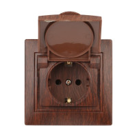Розетка Intro 2PE Schuko с крышкой, 16А, 250В, IP20, СУ, Plano, венге Б0030064