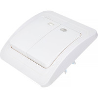 Выключатель Smartbuy 2-клавишный с индикатором 10А белый Марс SBE-02w-10-SW2-1
