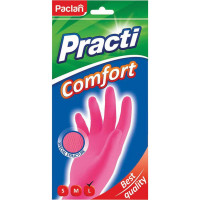 Хозяйственные перчатки PACLAN Practi Comfort латекс, хб напыление, размер L, розовые 407663