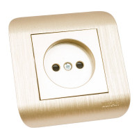 Розетка LUXAR Deco с/у без з/к шампань с рифленой рамкой, 250В 16А 4606400620280