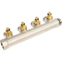 Uni-Fitt Коллектор НВ 3/4", 4х1/2", Н 50 мм с выходами под 90 град, под плоскую прокладку 411N3240