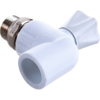 Шаровый кран VALFEX PP-R белый, 25х3/4 дюйма НР, угловой для радиатора 10148025 007-7678