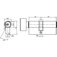 Цилиндр DOORLOCK V K2300AB N серия Variant, никелированный, 60xK50 мм, кл/пов. кнопка, 5 перф.ключей 79099