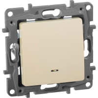 Переключатель Legrand одноклавишный с подсветкой/индикацией Legrand Etika 10А 250В безвинтовые зажимы слоновая кость 672315