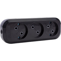 Розеточная колодка TDM ELECTRIC 3 гнезда, 2П, б/з, 10А, 250В, черная SQ1806-0110