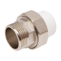 Комбинированная муфта СТМ ПЛАСТ PP-R, разъемная, с наружной резьбой, DN 20х3/4" CPRM2034