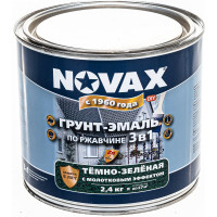 Грунт-эмаль по ржавчине с молотковым эффектом Goodhim NOVAX темно-зеленый, 2.4 кг 39238