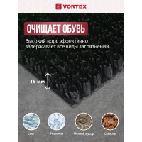 Коврик на противоскользящей основе VORTEX ТРАВКА 45х60 см, черный 24102