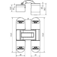 Скрытая петля CEMOM MOATTI ESTETIC 80/A 3D черная, регулируемая, вес полотна 80кг, 29x111,5мм 51521