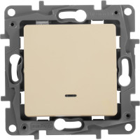 Переключатель Legrand одноклавишный с подсветкой/индикацией Legrand Etika 10А 250В безвинтовые зажимы слоновая кость 672315