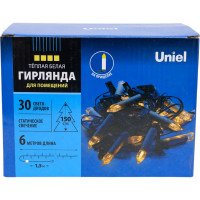 Светодиодная гирлянда Uniel ULD-S0600-030/SGA WARM WHITE, IP20, CANDLES, Свечки, 6м UL-00005469