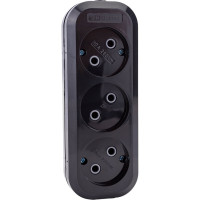 Розеточная колодка TDM ELECTRIC 3 гнезда, 2П, б/з, 10А, 250В, черная SQ1806-0110