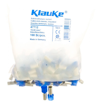 Klauke Втулочный наконечник 16мм2, 12мм цвет по DIN46228ч.4 - голубой klk47712