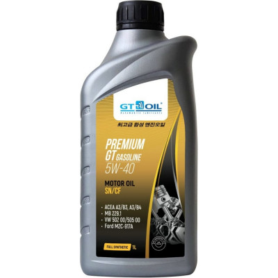 Масло GT OIL Premium Gasoline SAE 5W-40 API SN/CF 8809059407219