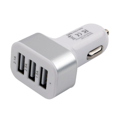 Cablexpert Автомобильное зарядное устройство, 25.5Вт, 5.1A (2.1/2/1A), 3хUSB, белый, пакет, MP3A-UC-CAR17