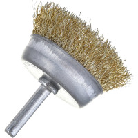 Щетка чашка со шпилькой (50 мм; латунированная витая проволока) для дрели КЕДР 208027
