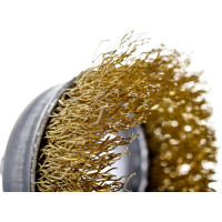 Щетка чашка со шпилькой (50 мм; латунированная витая проволока) для дрели КЕДР 208027