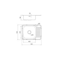 IDDIS Мойка, нержавеющая сталь, полированная, чаша слева, 650х500, Basic, BAS65PLi77