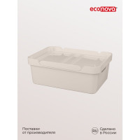 Универсальный ящик Econova Luxe с крышкой, 380х276х140 мм, 12 л светло-бежевый 433205634