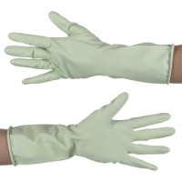 Латексные перчатки Рыжий кот с хлопковым напылением, зеленые, размер S 101278