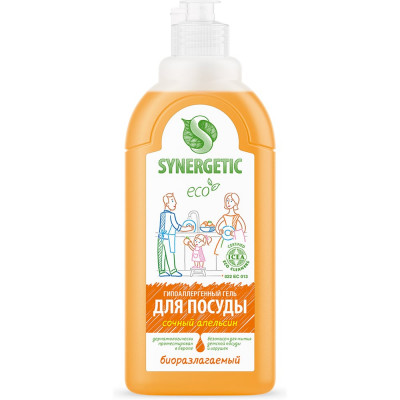 Средство для мытья посуды SYNERGETIC СОЧНЫЙ АПЕЛЬСИН флакон дозатор, 500 мл 4623722258311 103056/14