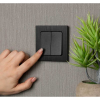 Механизм двухклавишного выключателя EKF Стокгольм, проходной, 10А, черный, PROxima EZV10-027-10