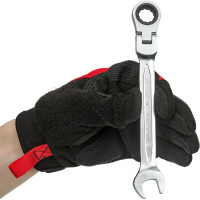 Комбинированный ключ HOEGERT TECHNIK шарнирный, с трещоткой 13 мм, 72T, сталь CrV HT1R053