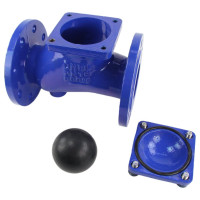 Клапан обратный шаровой DN.ru GGG50-GGG50-БНК-сп Ду80 Ру16 со сливной пробкой, чугунный D100-01578