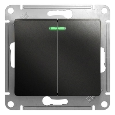 2-клавишный механизм выключателя Systeme Electric скрытой проводки Glossa 10А IP20 5а 10AX антрацит GSL000753