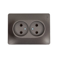 2-местная розетка Systeme Electric скрытой проводки Glossa 16А IP20 250В без заземления в сборе графит GSL001320