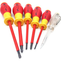 Набор диэлектрических отверток Felo SL/PZ, отвертка тестер сети, 6 шт 91396198