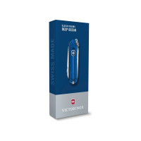 Нож-брелок Victorinox Classic SD Colors Deep Ocean 58 мм, 7 функций, полупрозрачный синий 0.6223.T2G