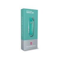 Нож-брелок Victorinox Classic SD Colors Tropical Surf 58 мм, 7 функций, полупрозрачный 0.6223.T24G