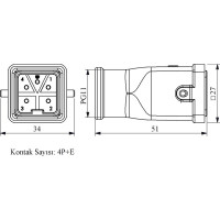 Вилка Emas пластмассовая 5 полюсов, 10А, 250В EBP05FU30