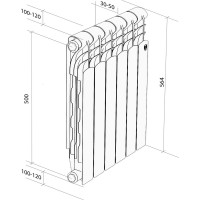 Радиатор ROYAL THERMO Revolution Bimetall 500 2.0 – 10 секций НС-1295106