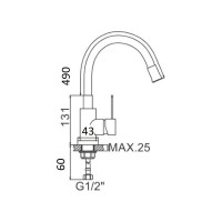 Смеситель WISENT для кухни с гибким изливом из нержавеющей стали W74004-9