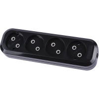 Розеточная колодка TDM ELECTRIC 4 гнезда 2П б/з 10А 250В черная SQ1806-0111