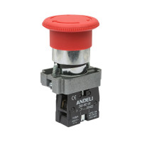 Кнопка ANDELI XB2-BS542 Грибок аварийная с фиксацией поворотная красный ADL10-043
