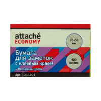 Стикеры Attache Economy 76x51 мм неоновые 5 цветов, 1 блок, 400 листов 1266201