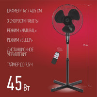 Вентилятор Energy ELEGANCE EN-1624, с пультом, 16 дюйм, черный 100109