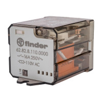 Силовое реле Finder 2 CO конт. 16а, 110в Ac, подключение через fAston, фланц монт., 628281100000