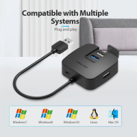Концентратор Vention OTG USB 2.0/ USB 3.0 на 4 порта, черный - 0.5 м. CHABD