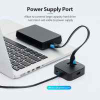 Концентратор Vention OTG USB 2.0/ USB 3.0 на 4 порта, черный - 0.5 м. CHABD