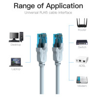 Патч-корд Vention прямой, UTP, cat.5е, RJ45 - 0,75м, серый VAP-A10-S075
